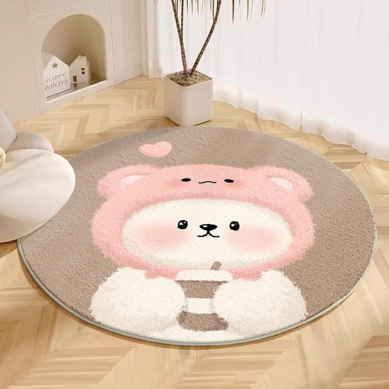 Soft Rug Nursery - VIKAMA Cute Cartoon Kids Round Rug