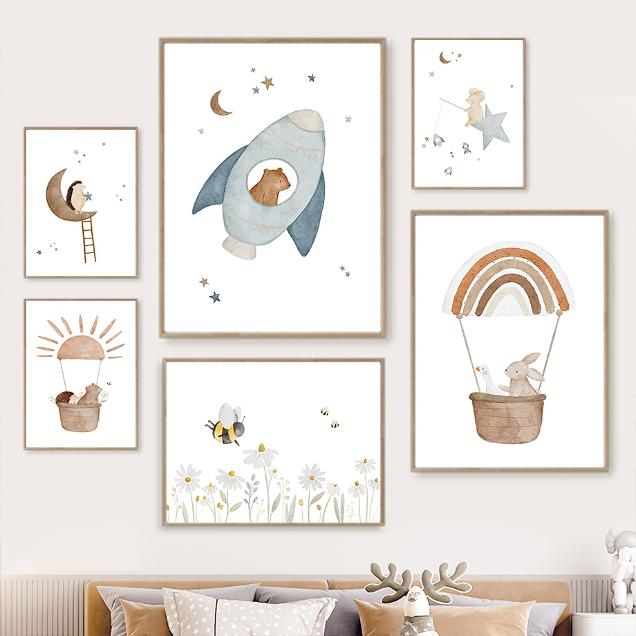 Baby Nursery Images - Cartoon Animals Nursery Wall Art Mural