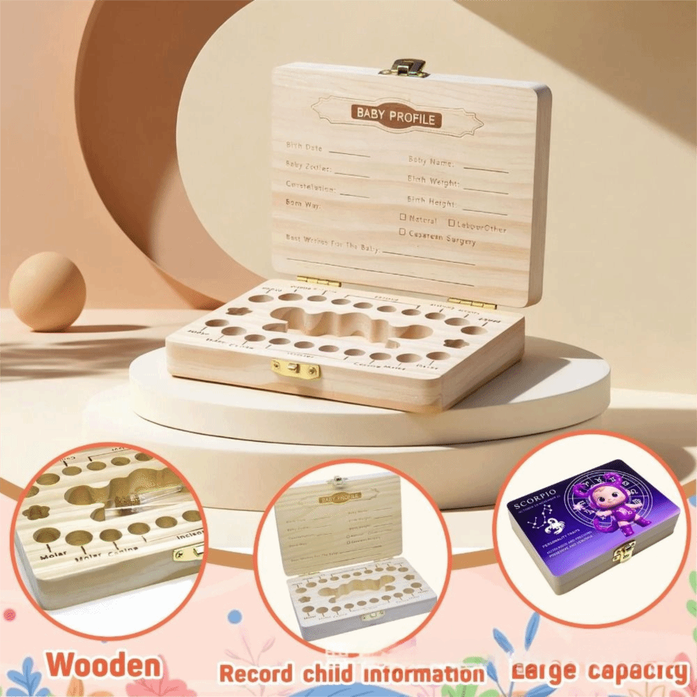 Baby Keepsake Box - Wooden Baby Teeth Keepsake Box Dedicated