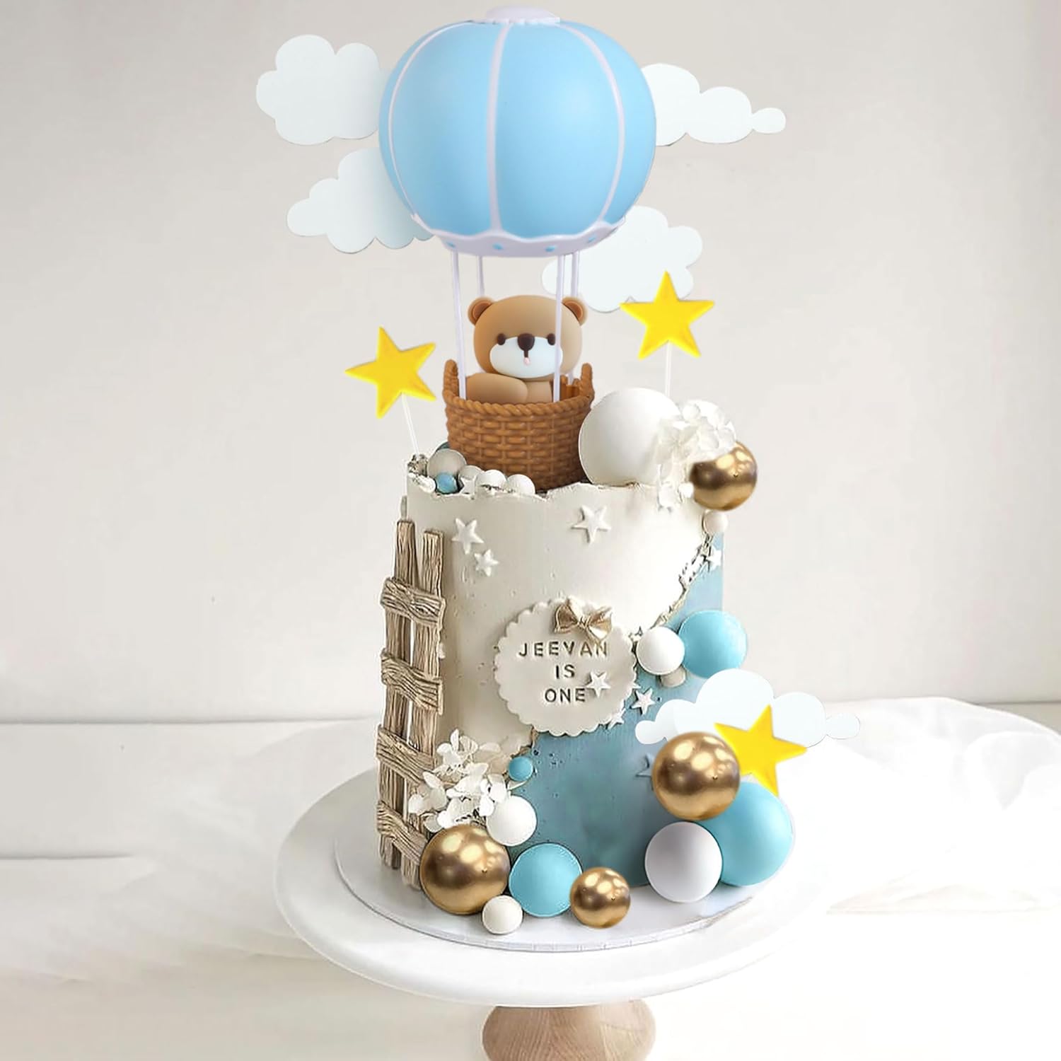 LaVenty Blue Pink Bear Cake De - Baby Nursery Hot Air Balloon recension och pris