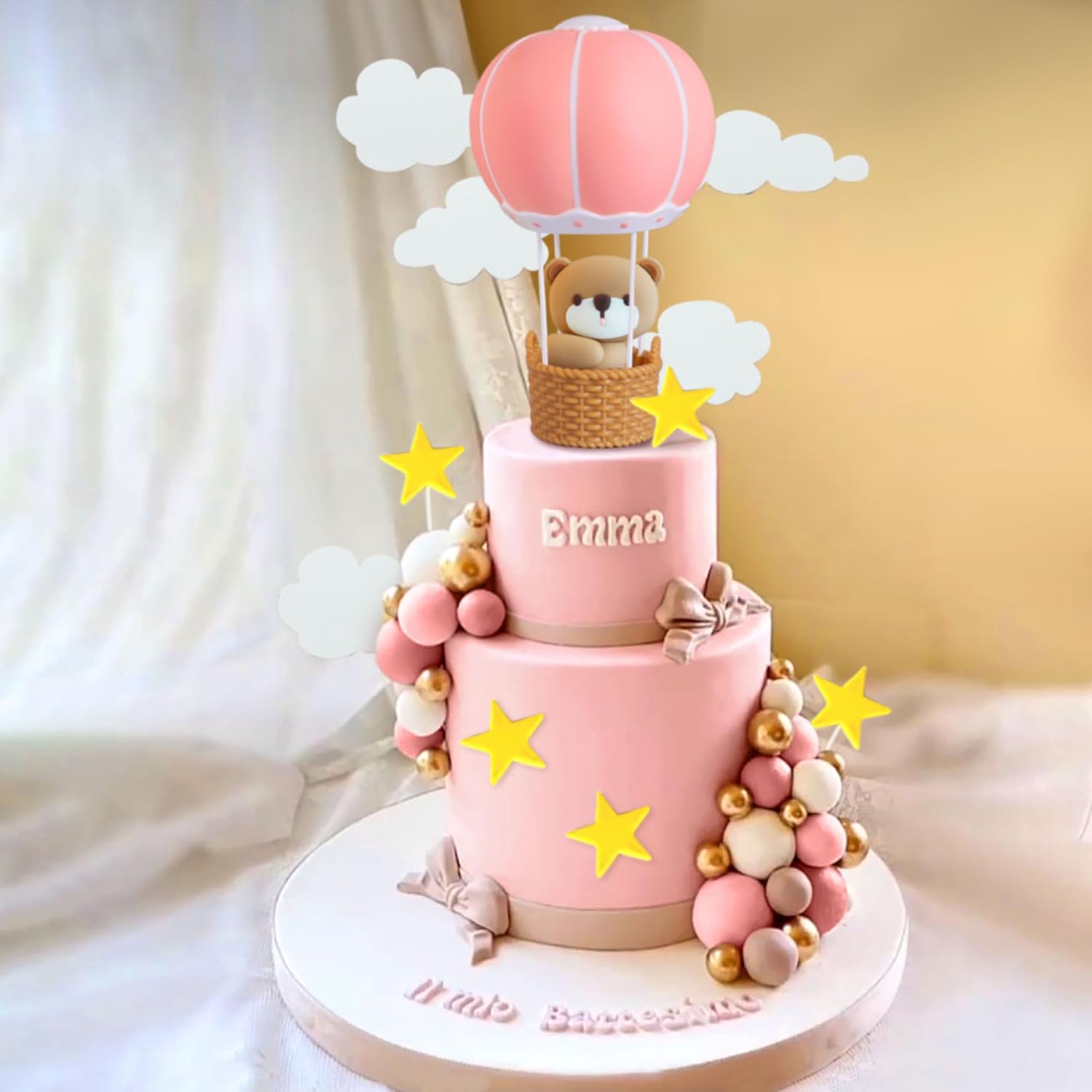 LaVenty Blue Pink Bear Cake De - Baby Nursery Hot Air Balloon recension och pris