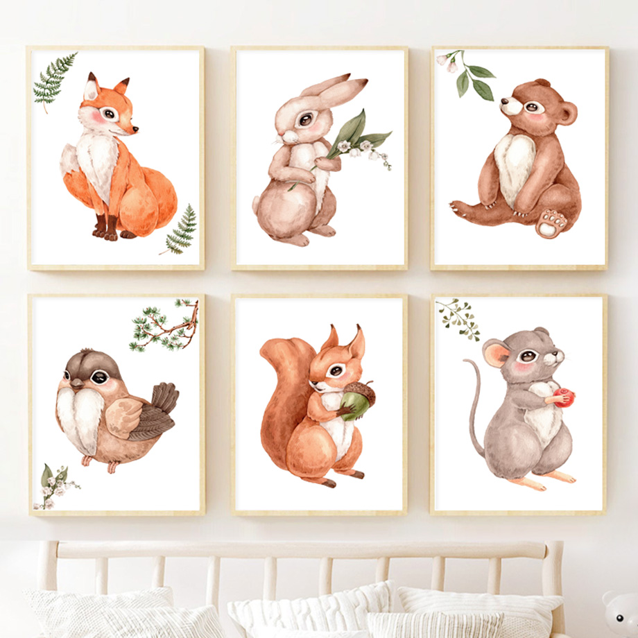 Watercolor Woodland Animal Nur - Baby Nursery Gender Neutral recension och pris
