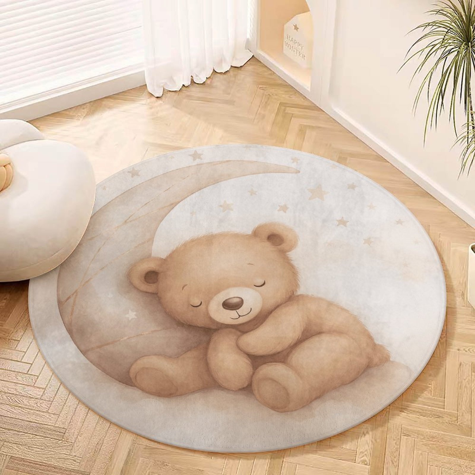 Adorable Teddy Bear Moon Plush - Soft Rug Nursery recension och pris
