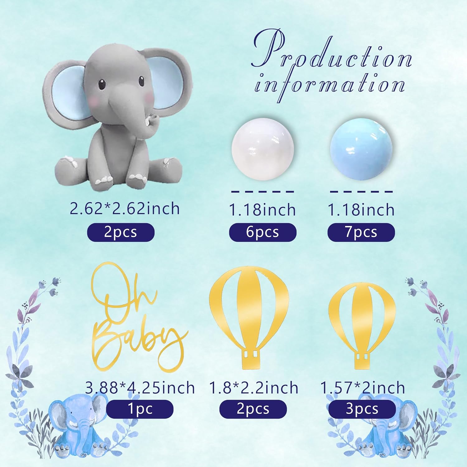 Elephant Cake Decoration Baby  - Baby Nursery Hot Air Balloon recension och pris