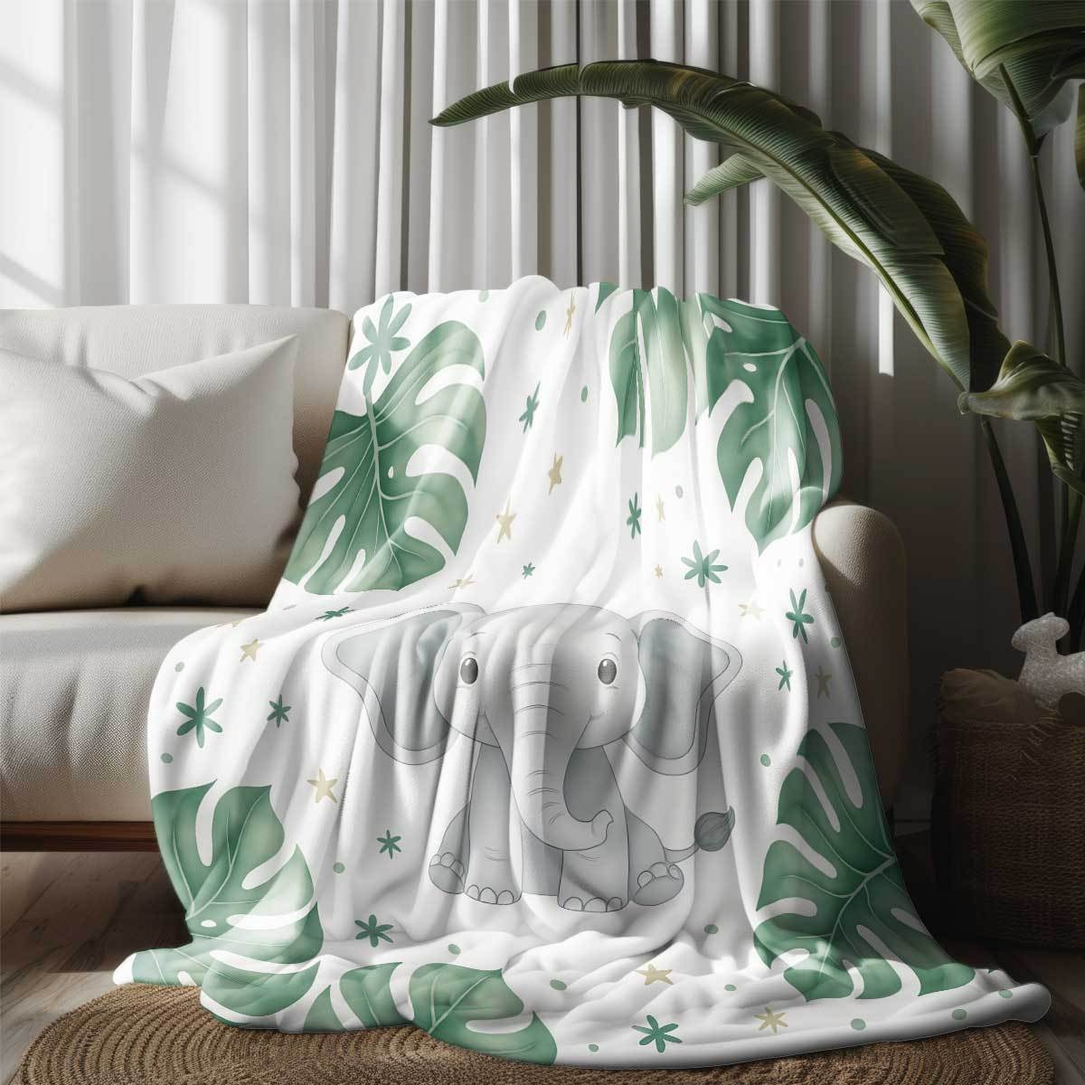 Cute Elephant and Monstera Lea - Baby Nursery Elephant Theme recension och pris