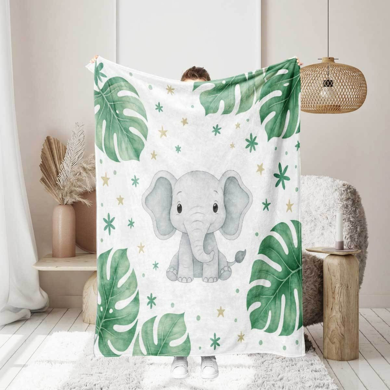 Cute Elephant and Monstera Lea - Baby Nursery Elephant Theme recension och pris
