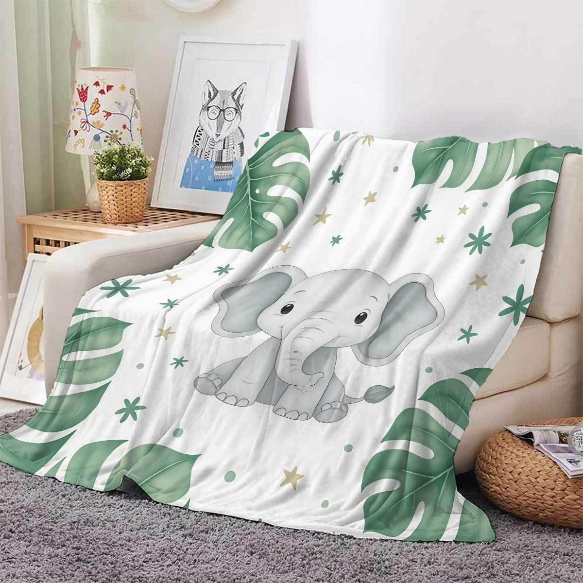 Cute Elephant and Monstera Lea - Baby Nursery Elephant Theme recension och pris