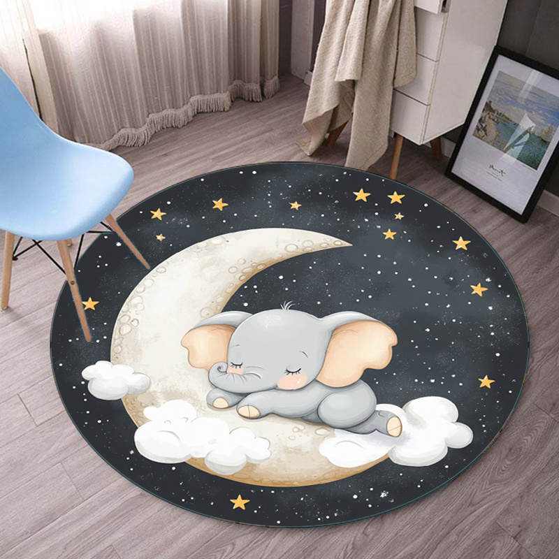 Cute Elephant Moon Stars Round - Baby Nursery Elephant Theme recension och pris