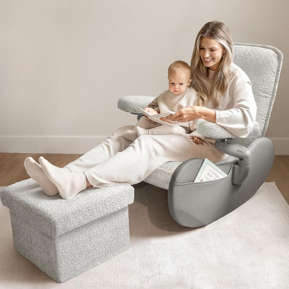 Upholstered Rocking Chair with - Nursing Cover Breastfeeding recension och pris
