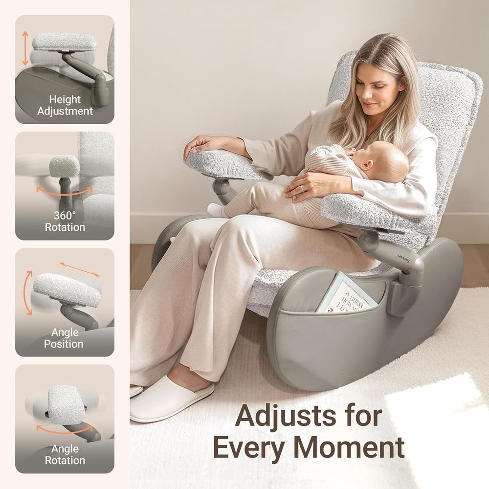 Upholstered Rocking Chair with - Nursing Cover Breastfeeding recension och pris