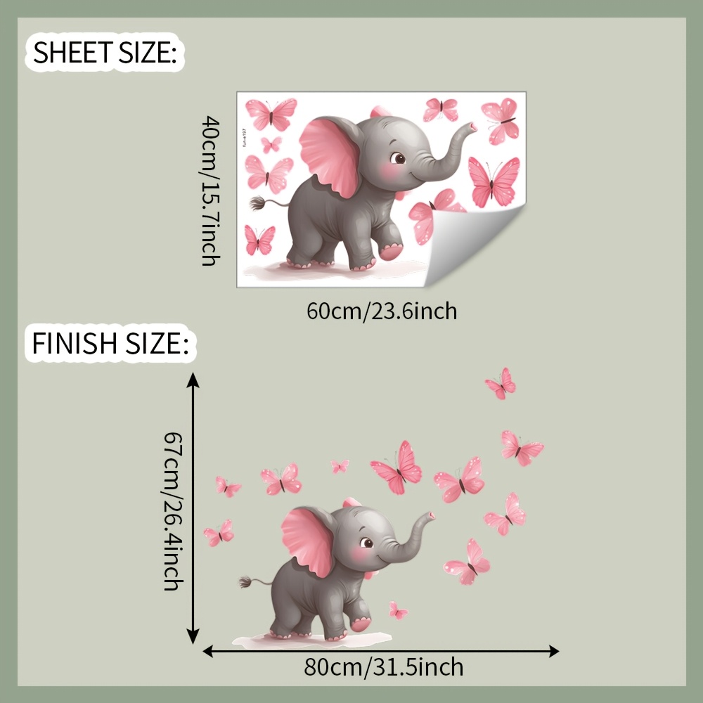 1pc Baby Elephant Butterfly Th - Baby Nursery Elephant Theme recension och pris