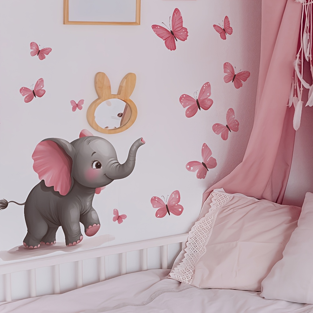 1pc Baby Elephant Butterfly Th - Baby Nursery Elephant Theme recension och pris