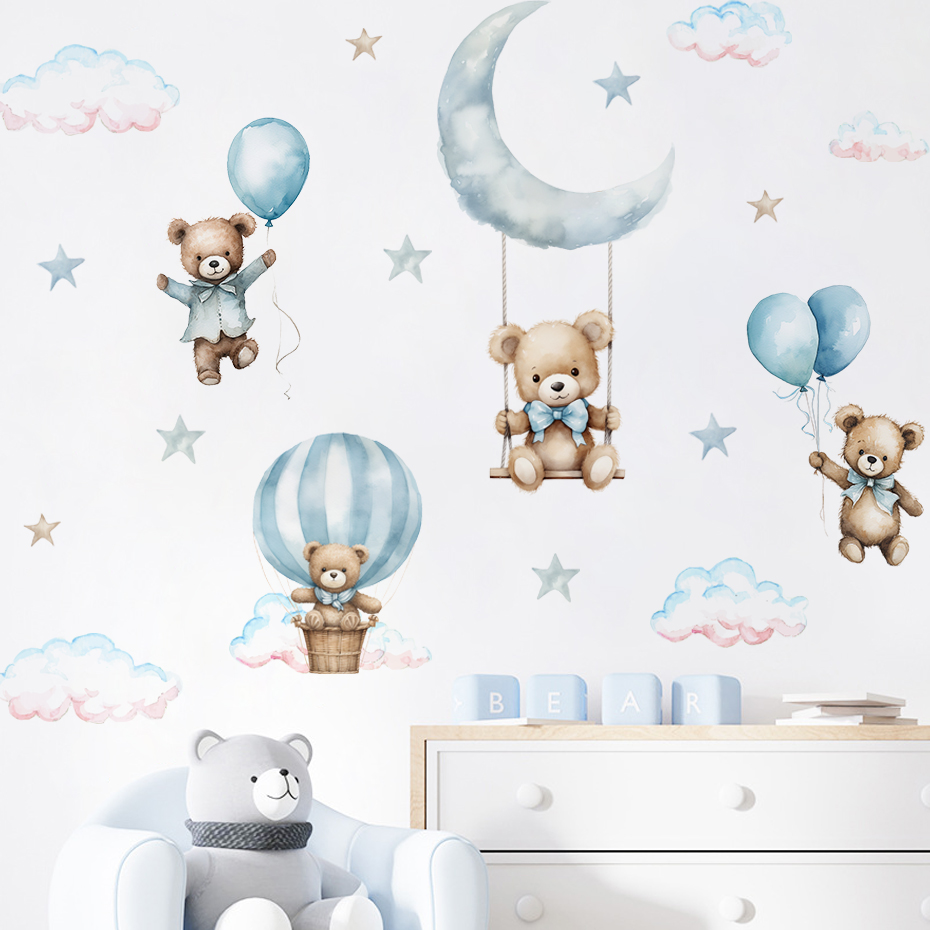 Watercolor Bear Hot Air Balloo - Baby Nursery Hot Air Balloon recension och pris