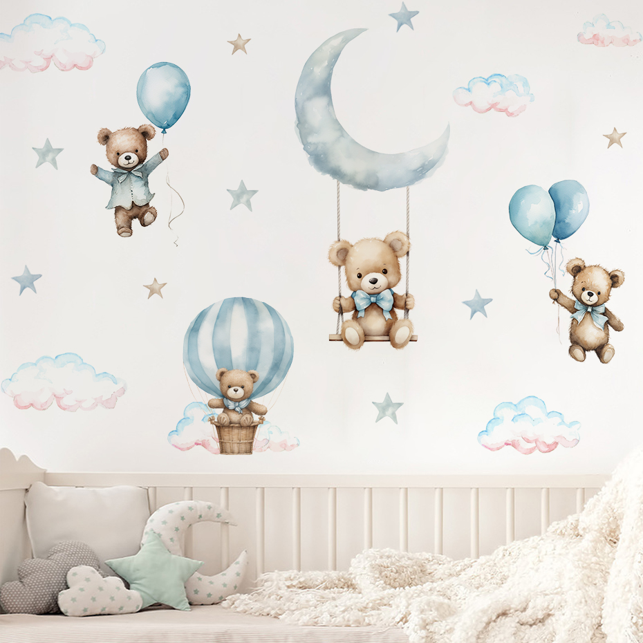 Watercolor Bear Hot Air Balloo - Baby Nursery Hot Air Balloon recension och pris