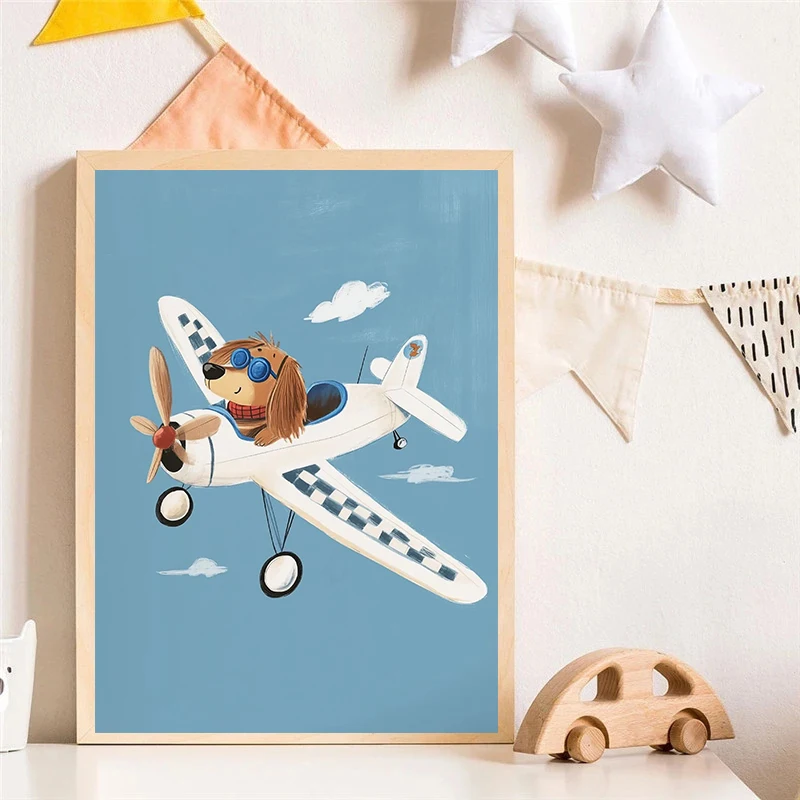 Dog Airplane Lion in Car Anima - Baby Nursery Wall Art recension och pris