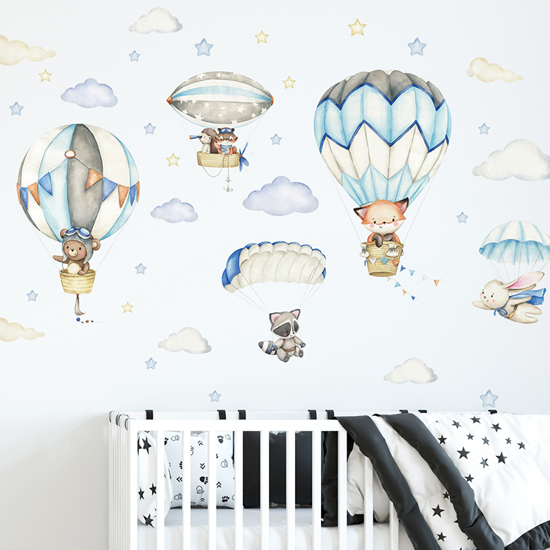 Cartoon Cute Animals Hot Air B - Baby Nursery Hot Air Balloon recension och pris