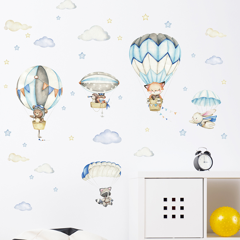 Cartoon Cute Animals Hot Air B - Baby Nursery Hot Air Balloon recension och pris