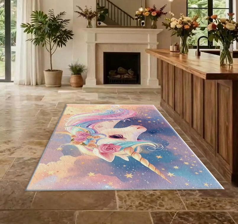 Cute Rainbow Unicorn Area Rug  - Soft Rug Nursery recension och pris