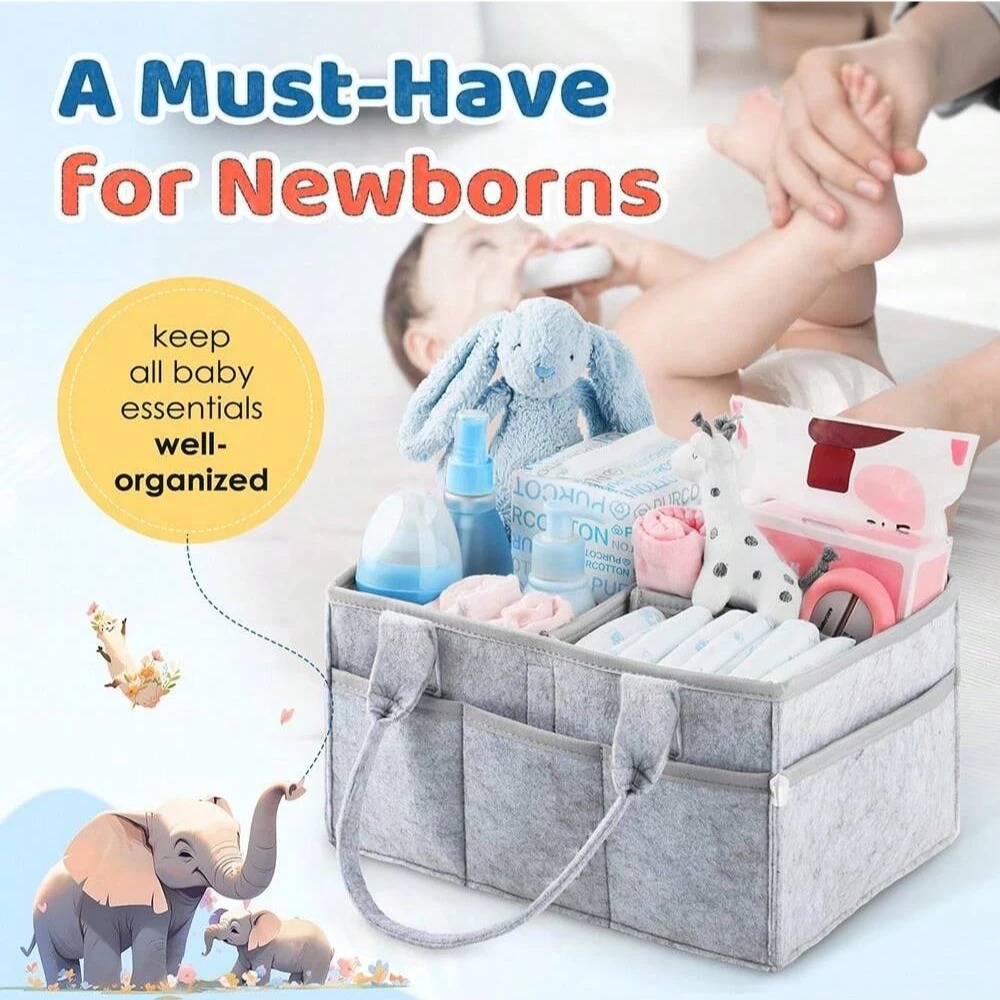 Baby Diaper Caddy with Handle, - Baby Nursery Gender Neutral recension och pris