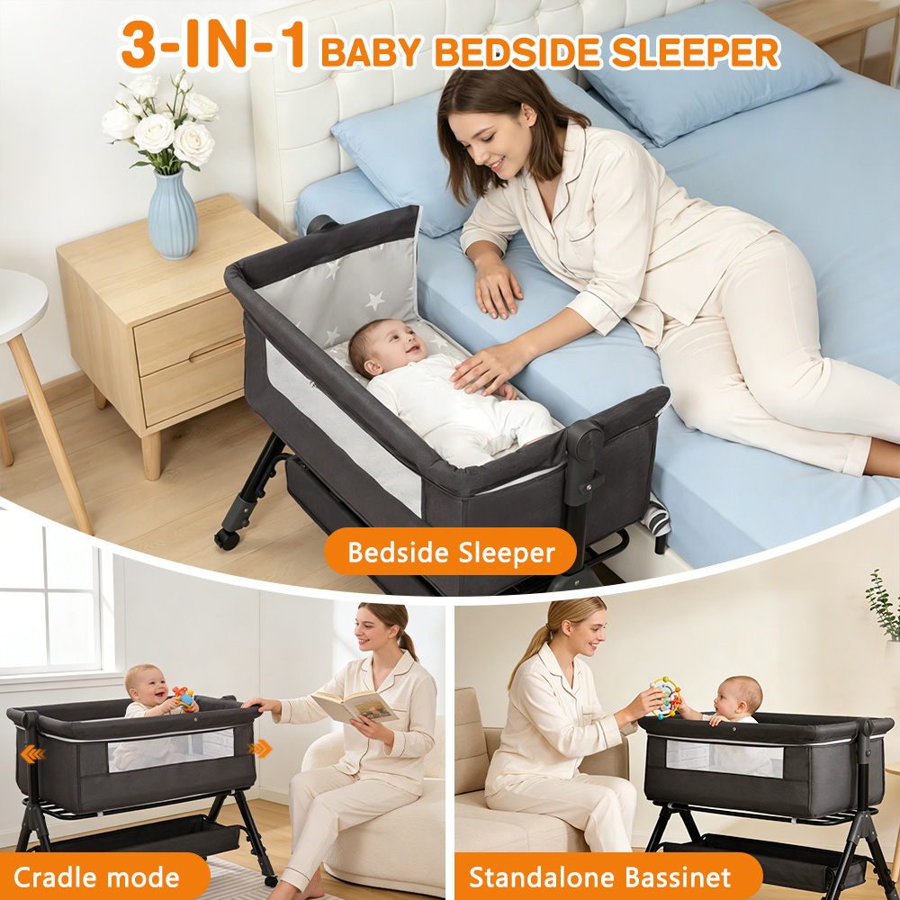 3 in 1 Baby Bassinet Bedside S - Baby Nursery Hamper recension och pris