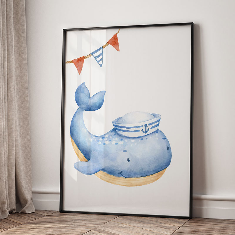 Bear Whale Sailboat Lighthouse - Baby Nursery Wall Art recension och pris