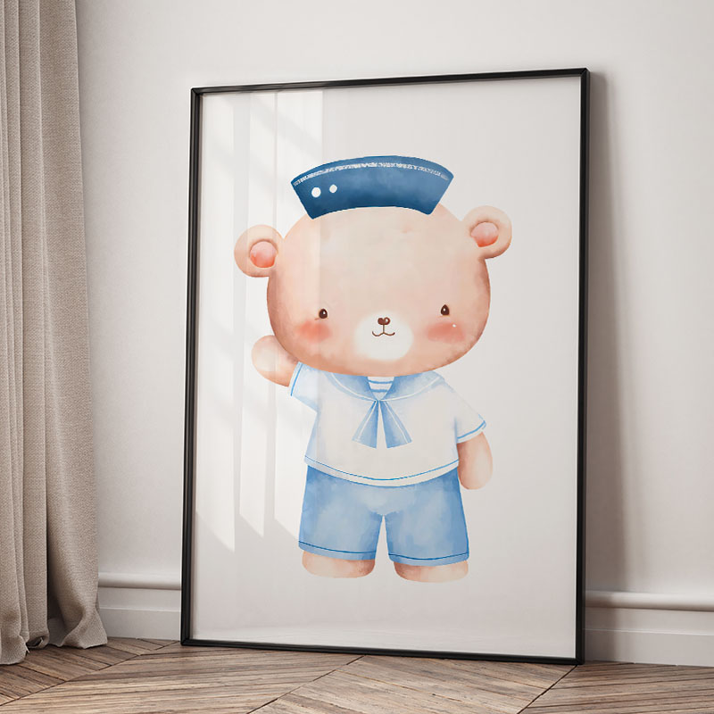Bear Whale Sailboat Lighthouse - Baby Nursery Wall Art recension och pris