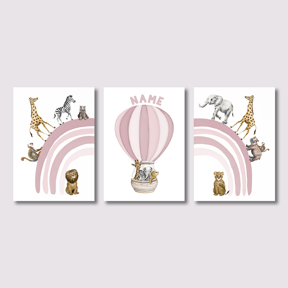 3PCS Safari Animal Nursery Can - Baby Nursery Hot Air Balloon recension och pris