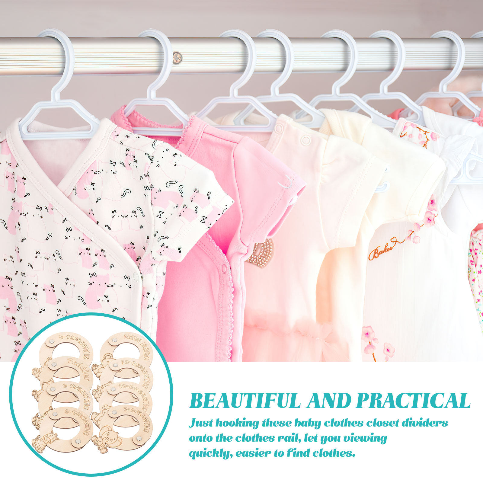 8Pcs Baby Closet Clothing Size - Baby Nursery Wardrobe recension och pris