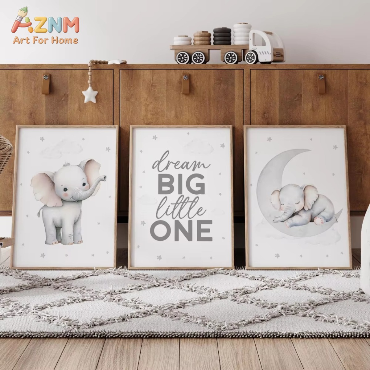 AZNM Elephant Nursery Print Se - Baby Nursery Elephant Theme recension och pris