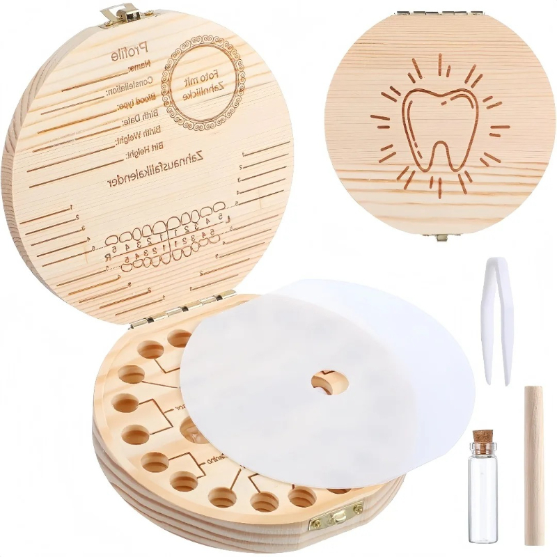 4 Sets Wooden Baby Tooth Stora - Baby Keepsake Box recension och pris