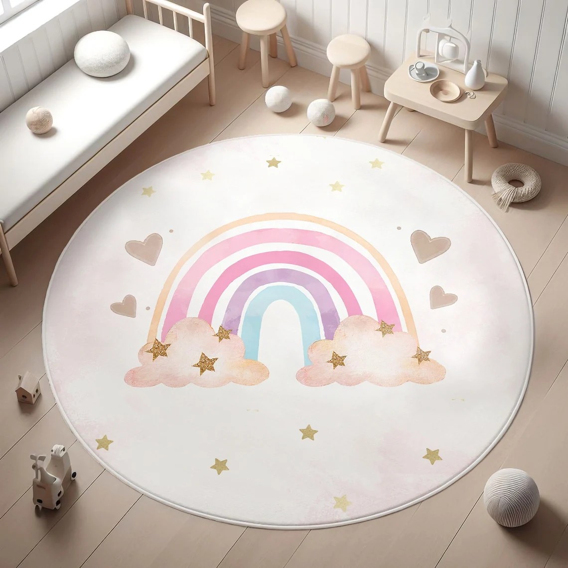 Rainbow Kids Rug,Heart Rainbow - Soft Rug Nursery recension och pris