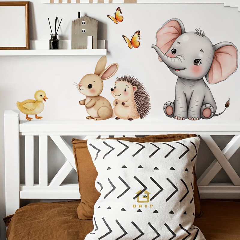 Cartoon Animal Wall Sticker -  - Baby Nursery Wall Art recension och pris
