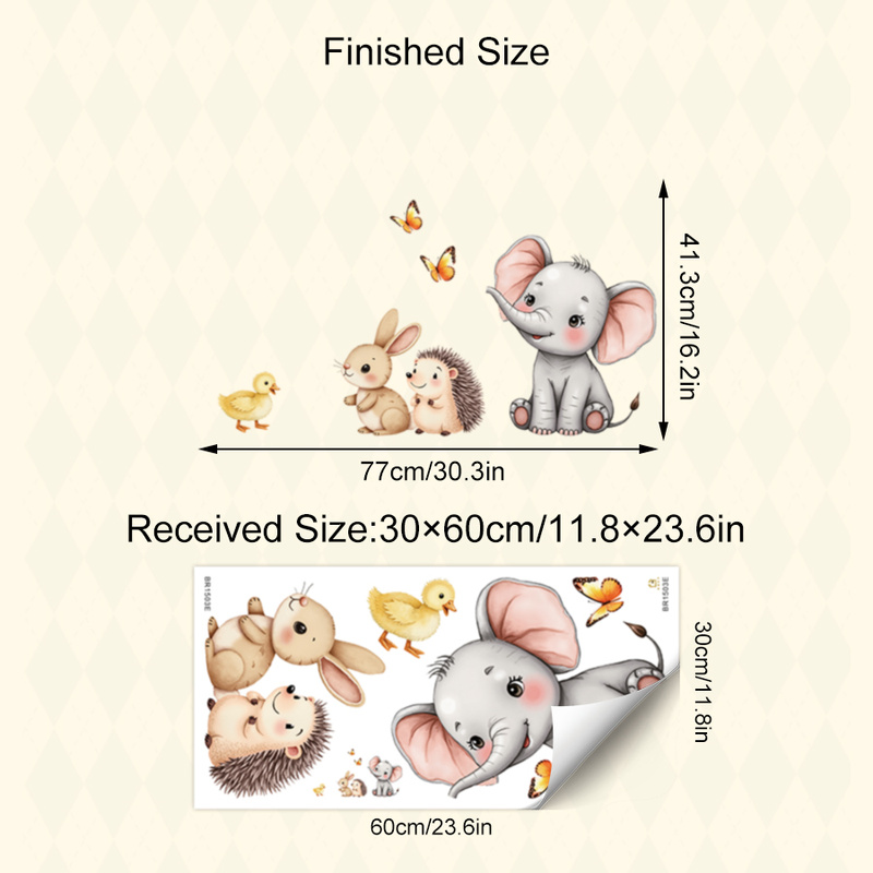 Cartoon Animal Wall Sticker -  - Baby Nursery Wall Art recension och pris