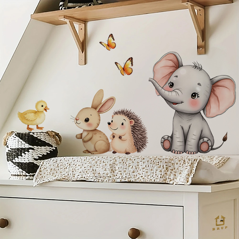 Cartoon Animal Wall Sticker -  - Baby Nursery Wall Art recension och pris