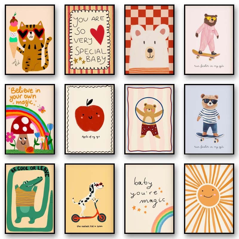 Animals Poster Prints Nordic F - Baby Nursery Wall Art recension och pris