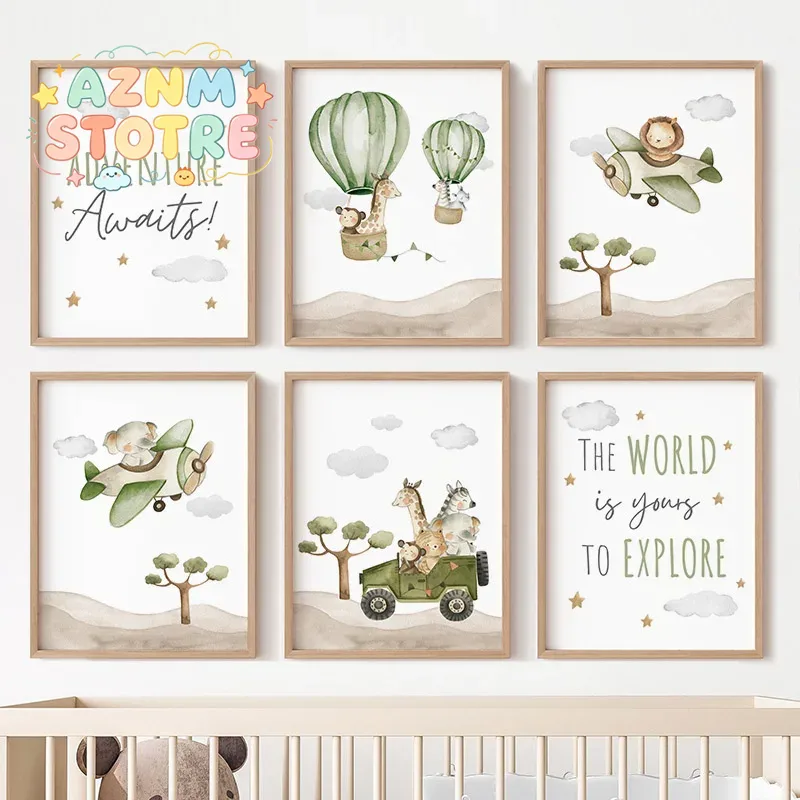 Hot Air Balloon Animals Poster - Baby Nursery Hot Air Balloon recension och pris