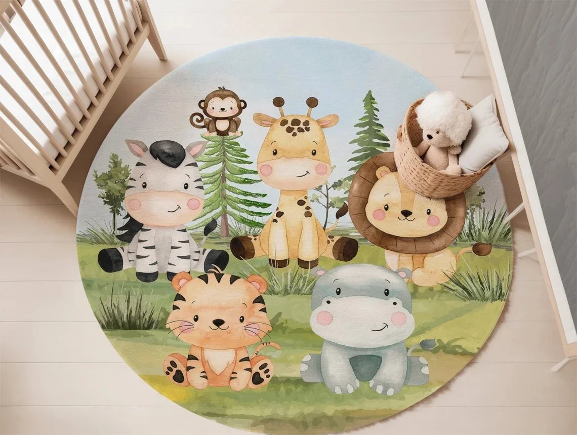 Woodland Animals Nursery Rug f - Soft Rug Nursery recension och pris