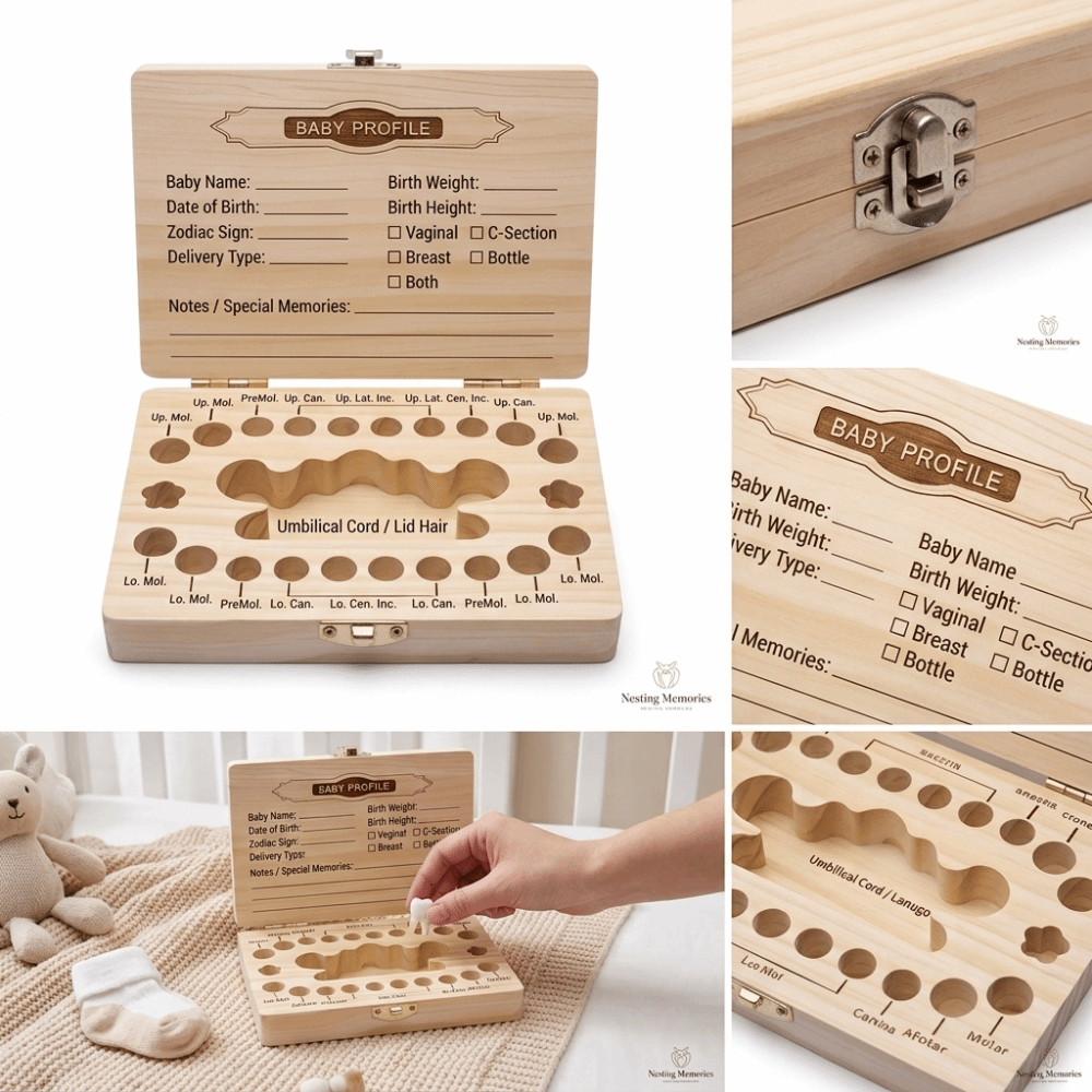 Wooden Baby Teeth Keepsake Box - Baby Keepsake Box recension och pris