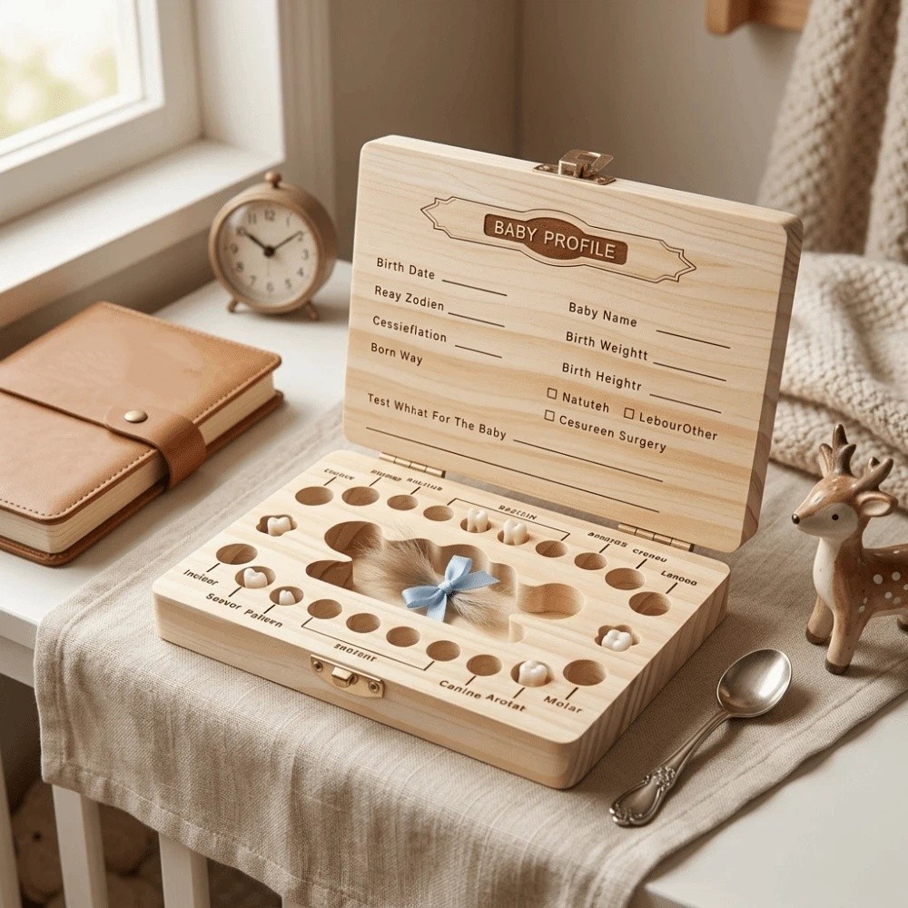 Wooden Baby Teeth Keepsake Box - Baby Keepsake Box recension och pris