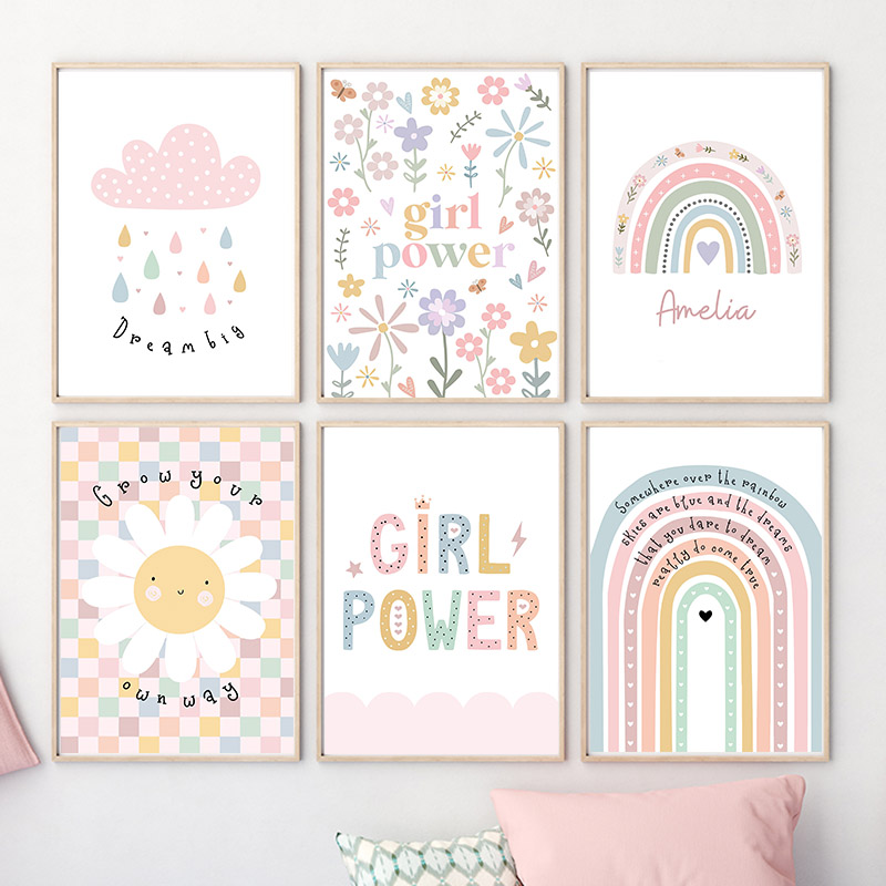 Sun Flower Rainbow Cloud Heart - Baby Nursery Wall Art recension och pris