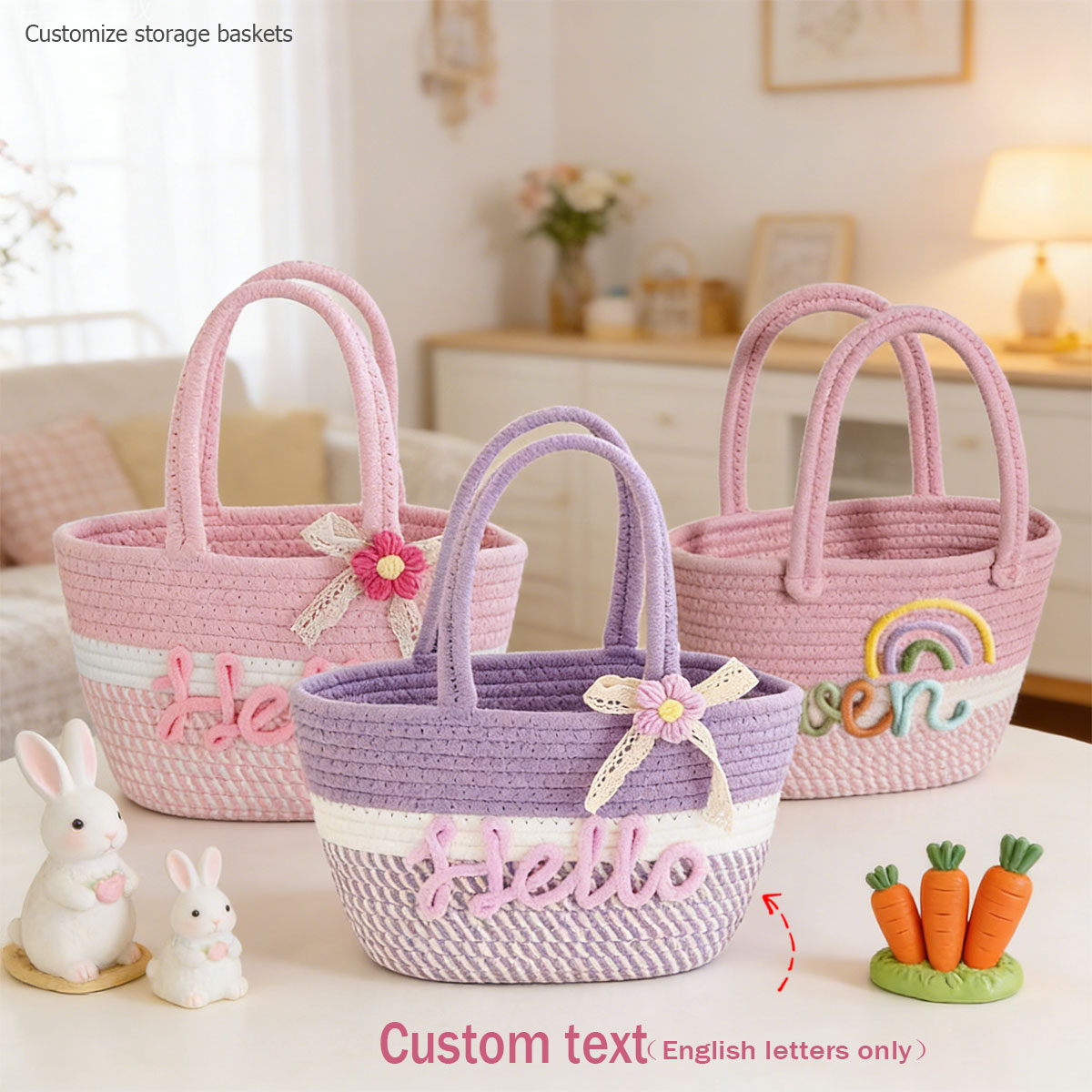 1pc Personalized Braided Cotto - Storage Basket Fabric recension och pris