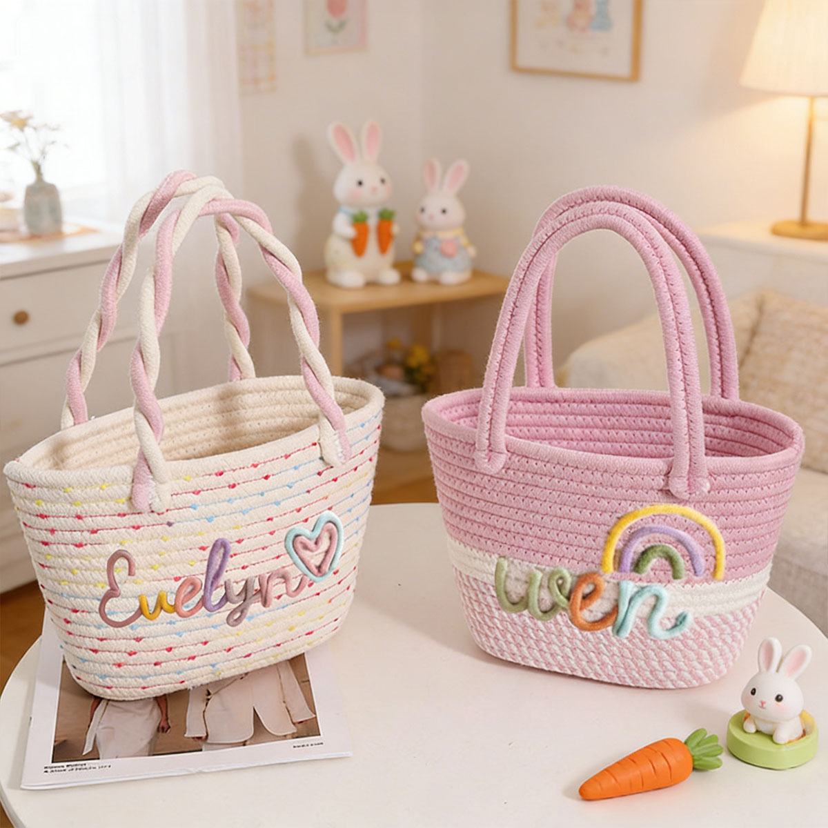1pc Personalized Braided Cotto - Storage Basket Fabric recension och pris