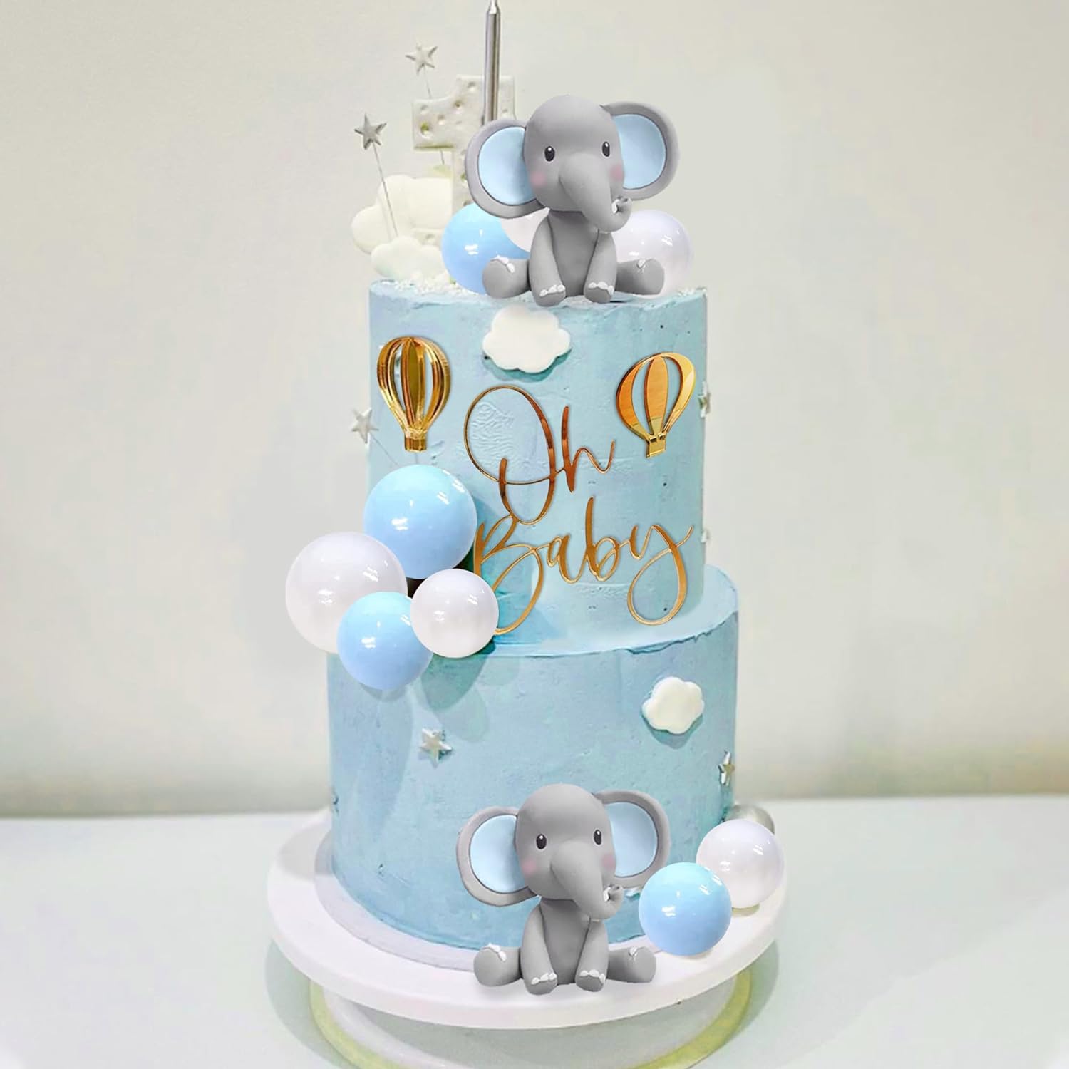 Elephant Cake Decoration with  - Baby Nursery Hot Air Balloon recension och pris